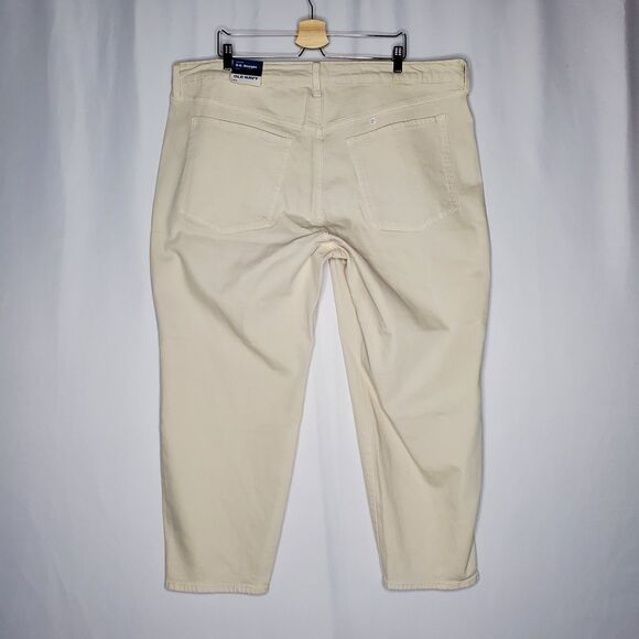 Old Navy High Rise OG Straight Jeans Women Plus 24 Ecru Cream Pocket Zip Denim - Picture 2 of 9